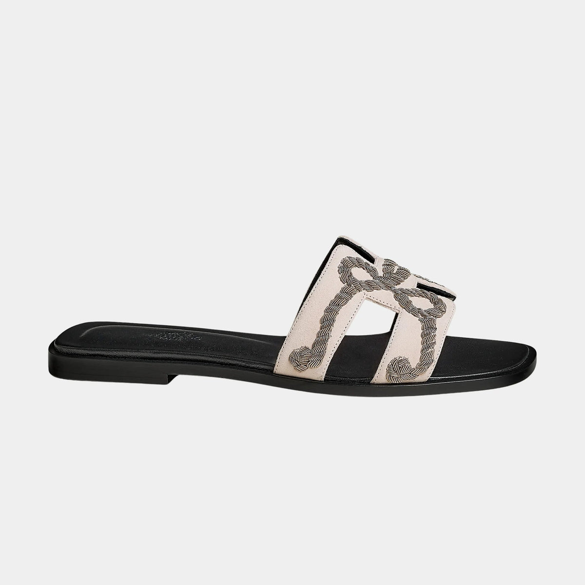 Oran Sandal in Suede Goatskin and Dabka