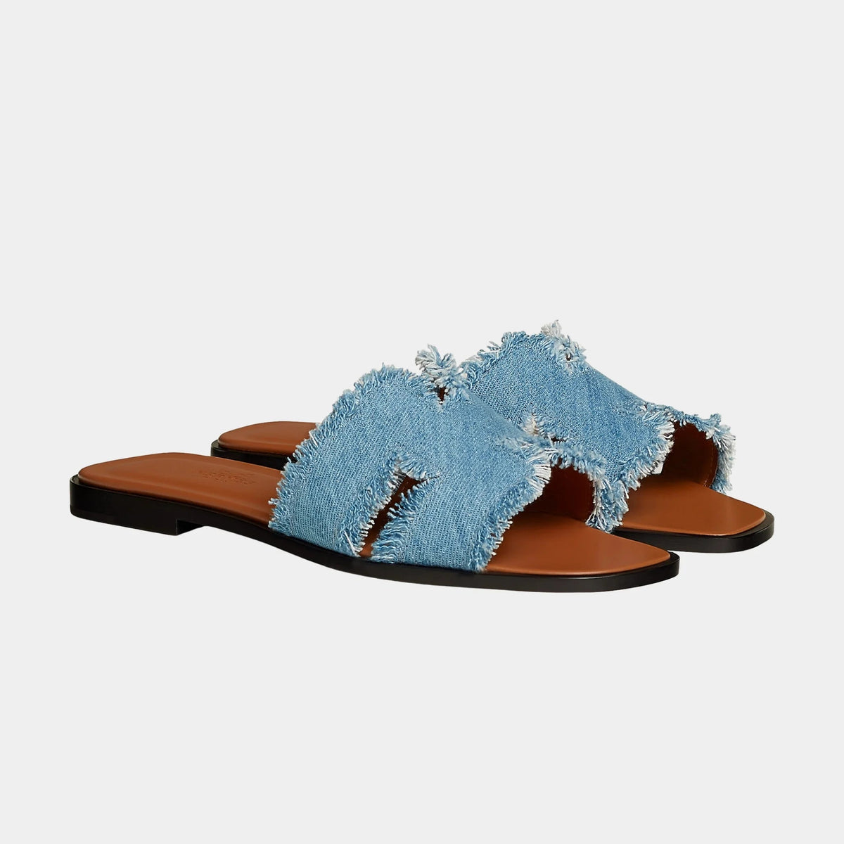 Oran Sandals in Maxi Fringed Denim