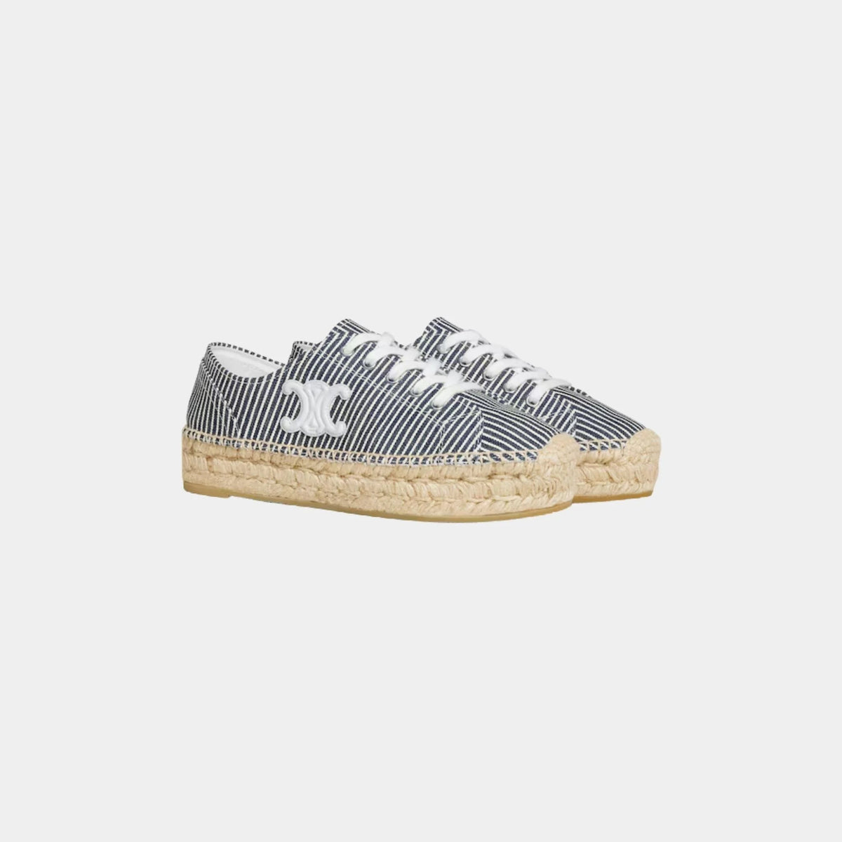Les Espadrilles Celine Lace-up in Oshkosh Canvas and Calfskin
