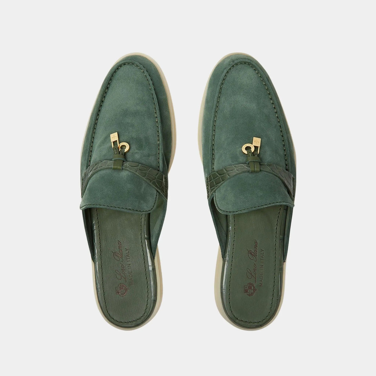Charms Walk Babouche Loafer Suede With Alligator Saddles