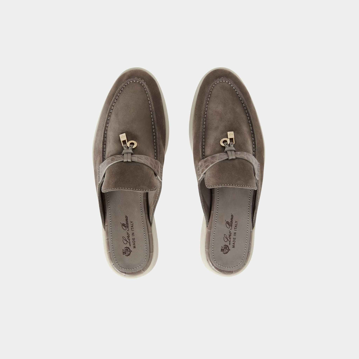 Charms Walk Babouche Loafer Suede With Alligator Saddles