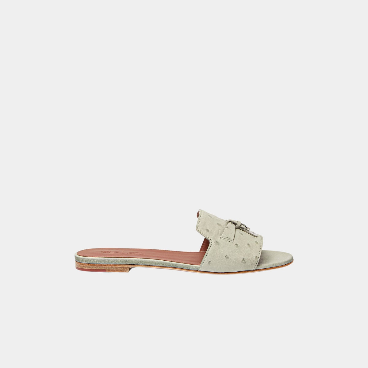 Summer Charms Ostrich Leather Flat Sandal