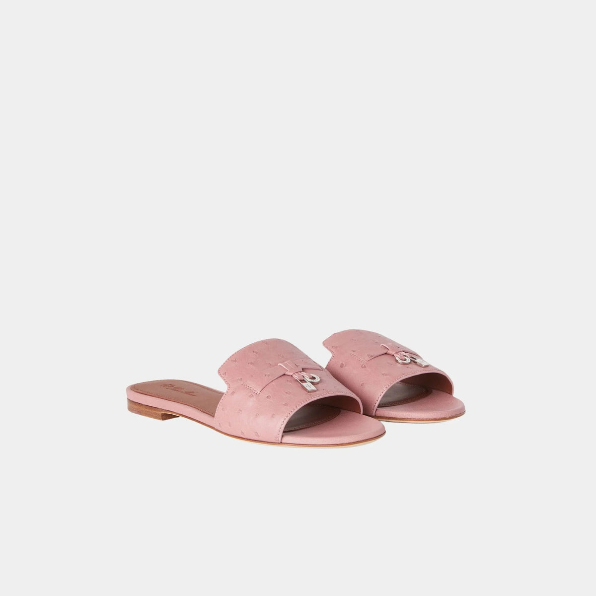 Summer Charms Ostrich Leather Flat Sandal