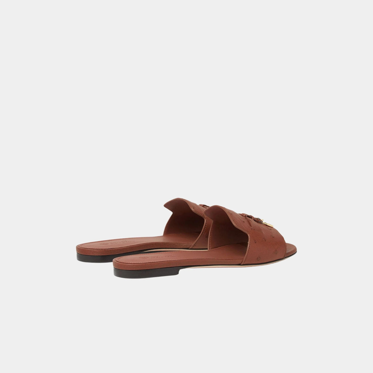Summer Charms Sandal Flats Ostrich Leather