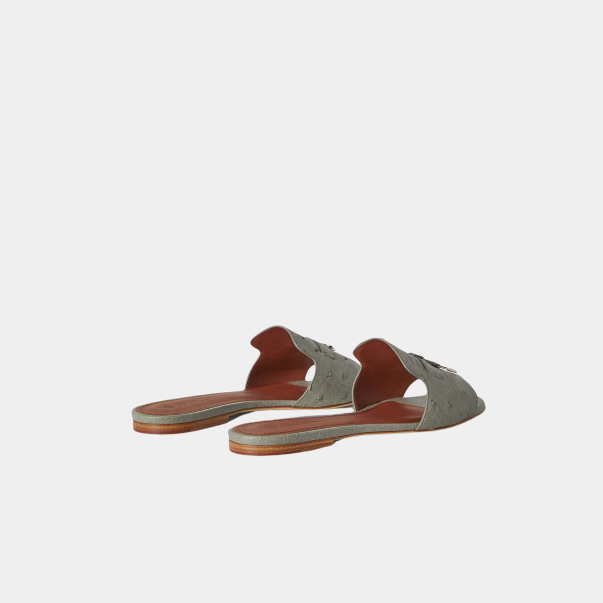 Summer Charms Sandal Flats Ostrich Leather