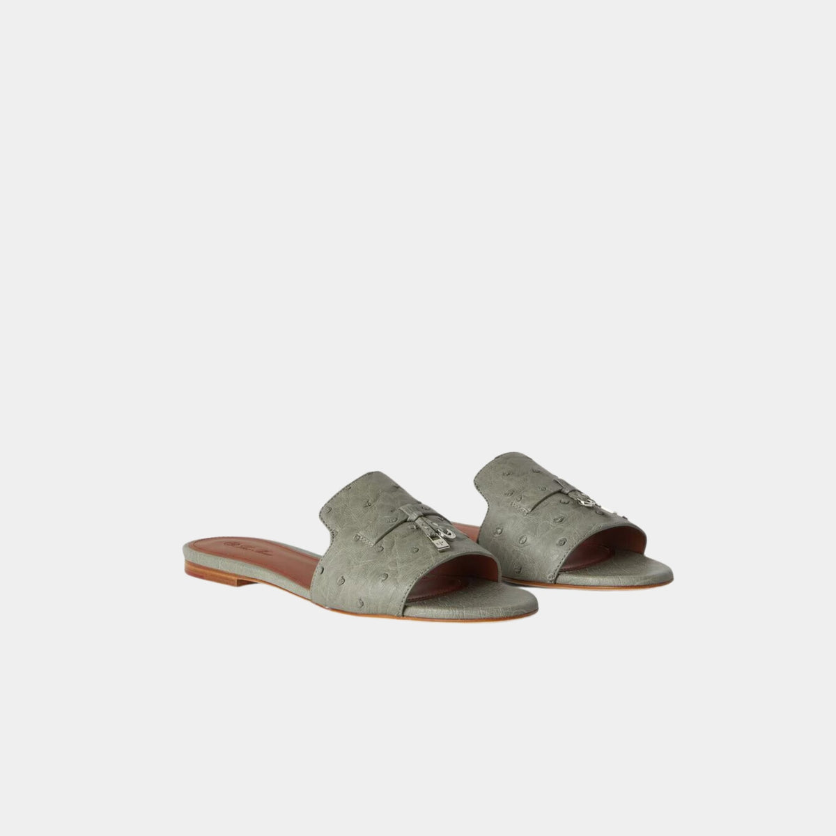 Summer Charms Sandal Flats Ostrich Leather