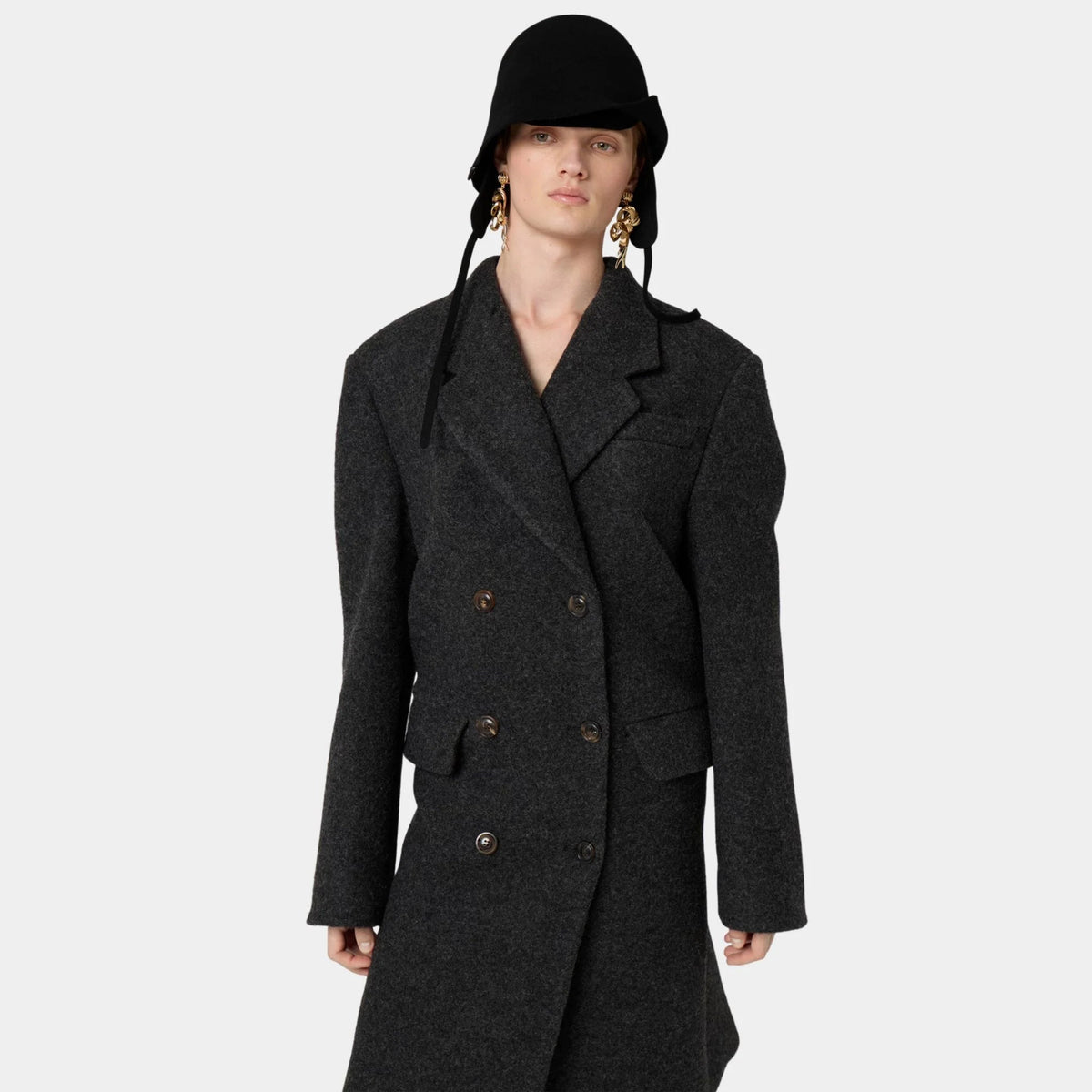 Double-breasted Shetland Wool Coat