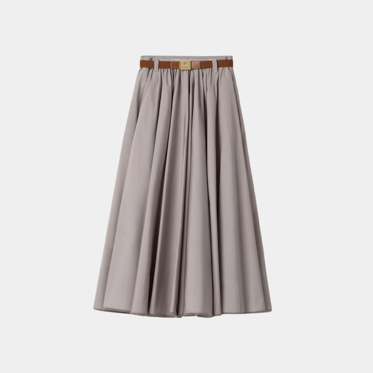 Long Poplin Skirt With Belt