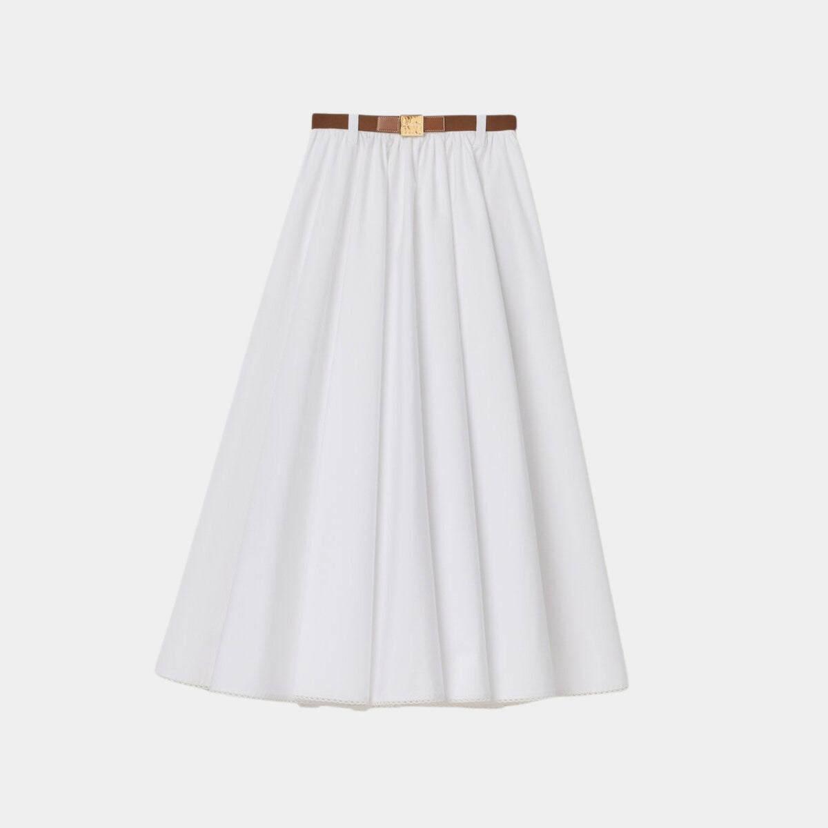 Long Poplin Skirt With Belt