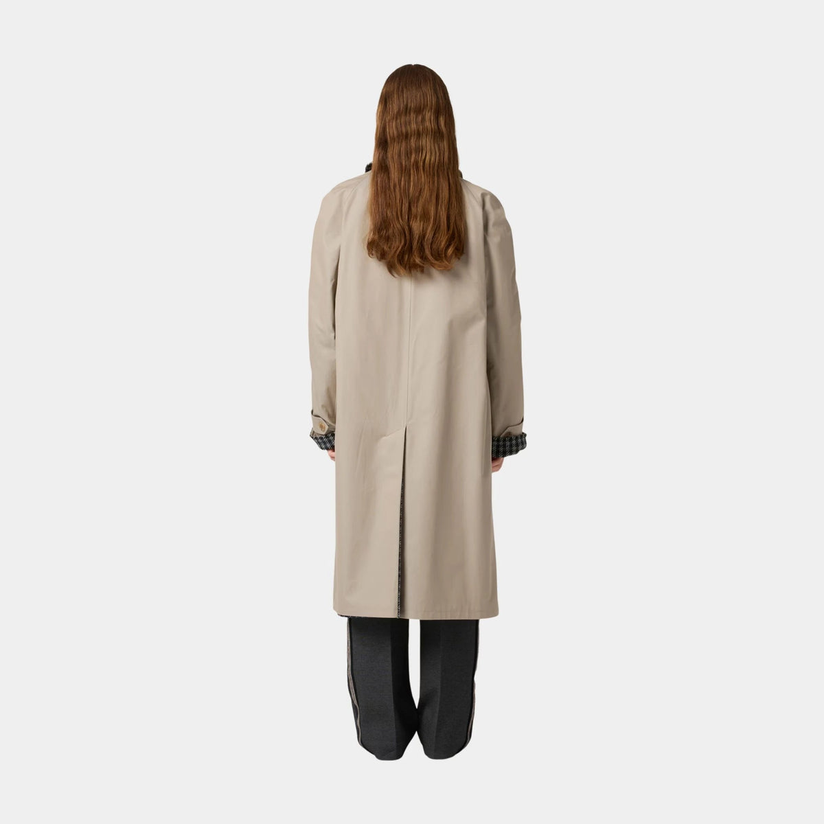 Reversible Twill and Check Trench Coat