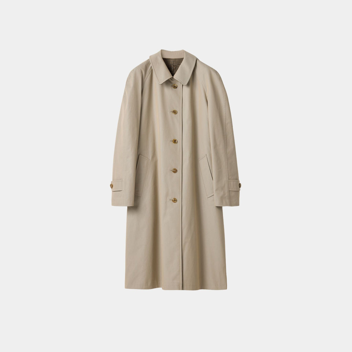 Reversible Twill and Houndstooth Check Trench Coat