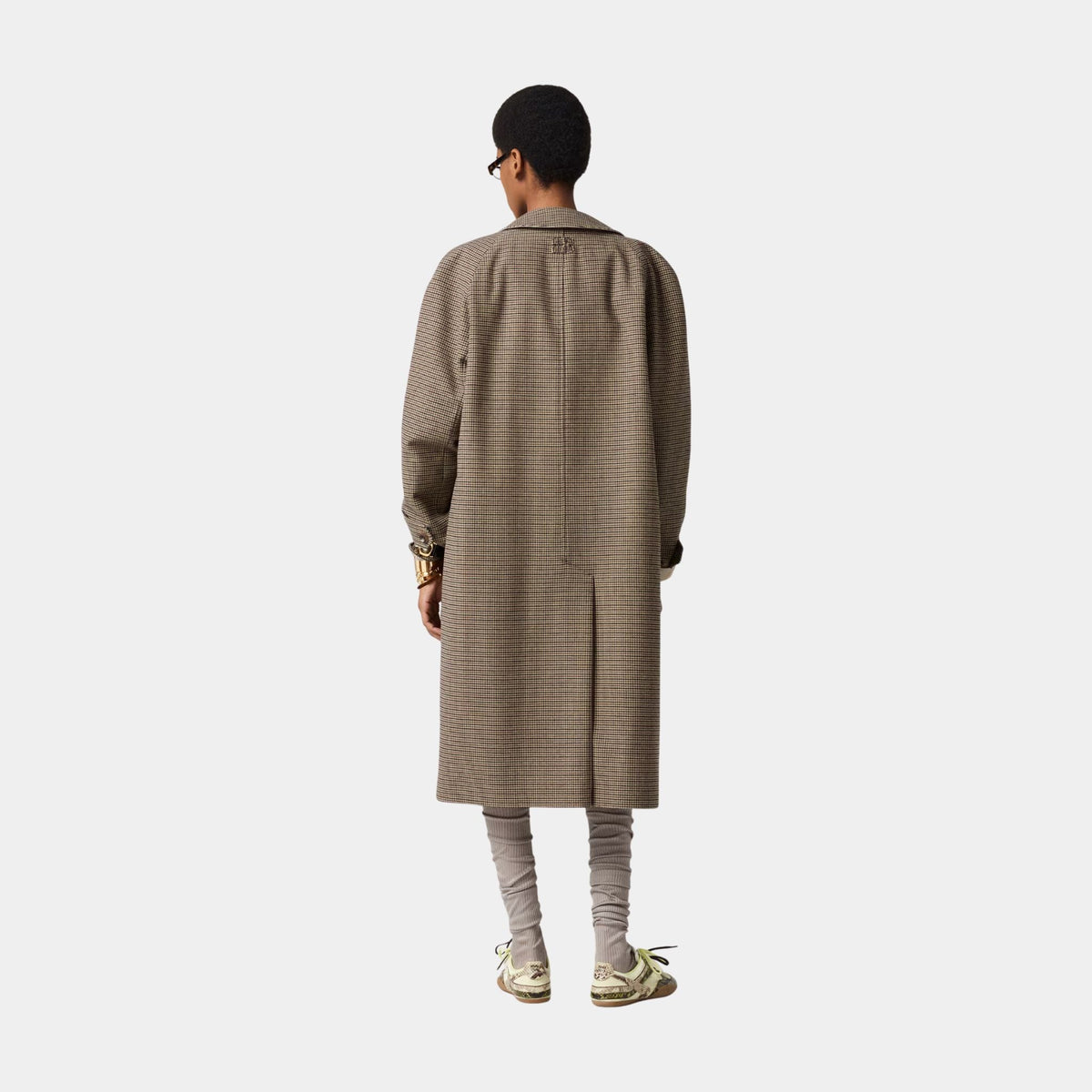 Reversible Twill and Houndstooth Check Trench Coat