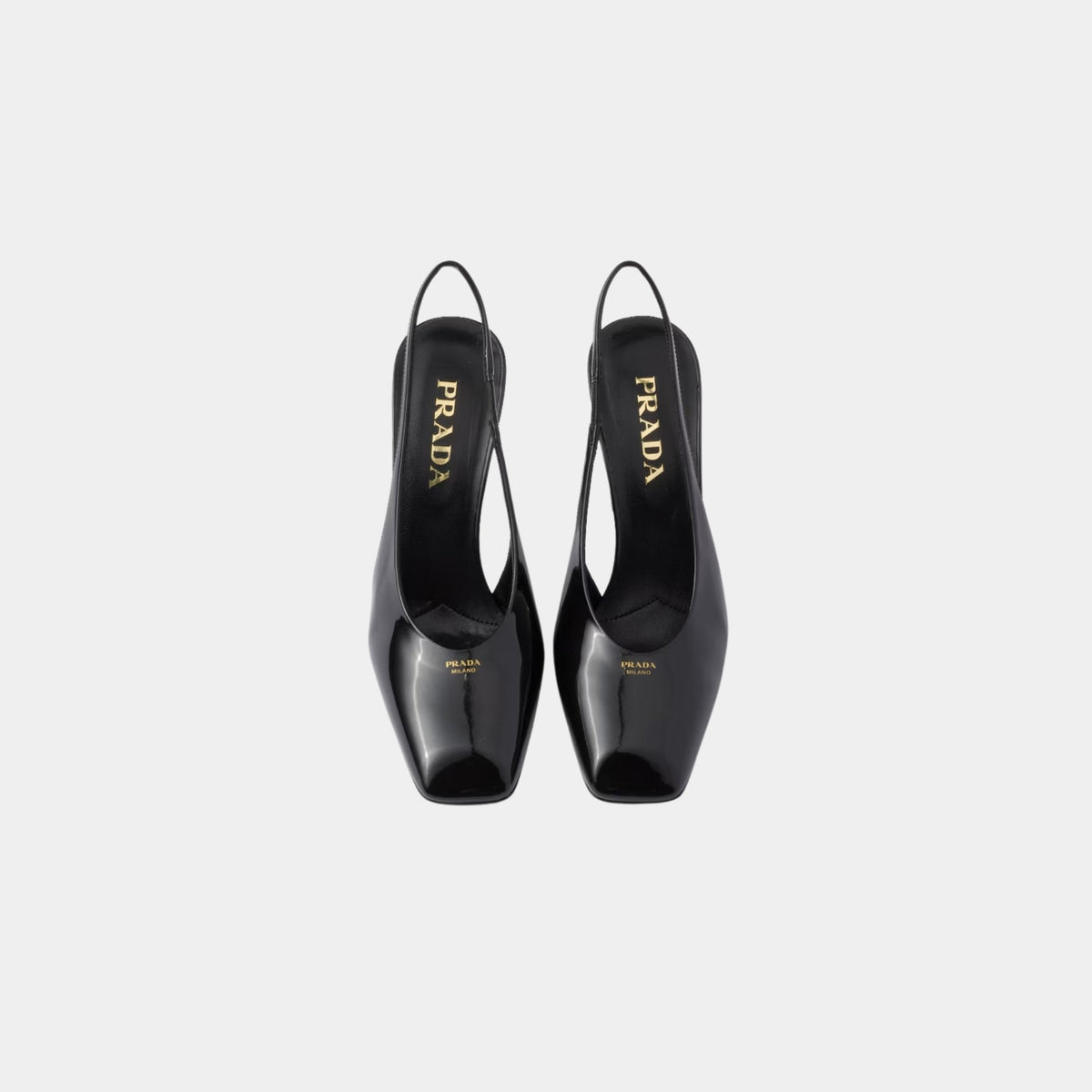 Patent Leather Slingback Pumps With Bound Leather Heel
