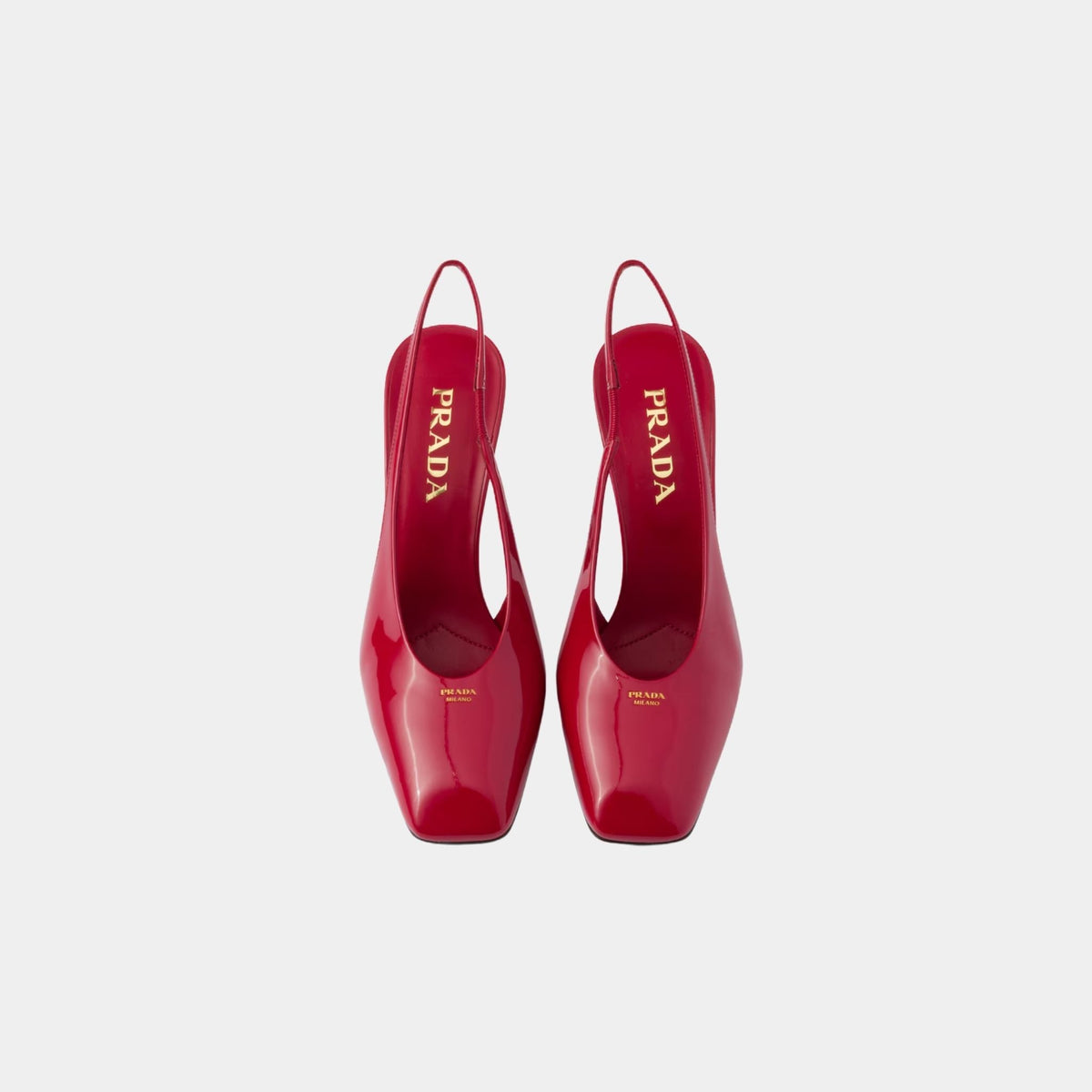 Patent Leather Slingback Pumps With Bound Leather Heel