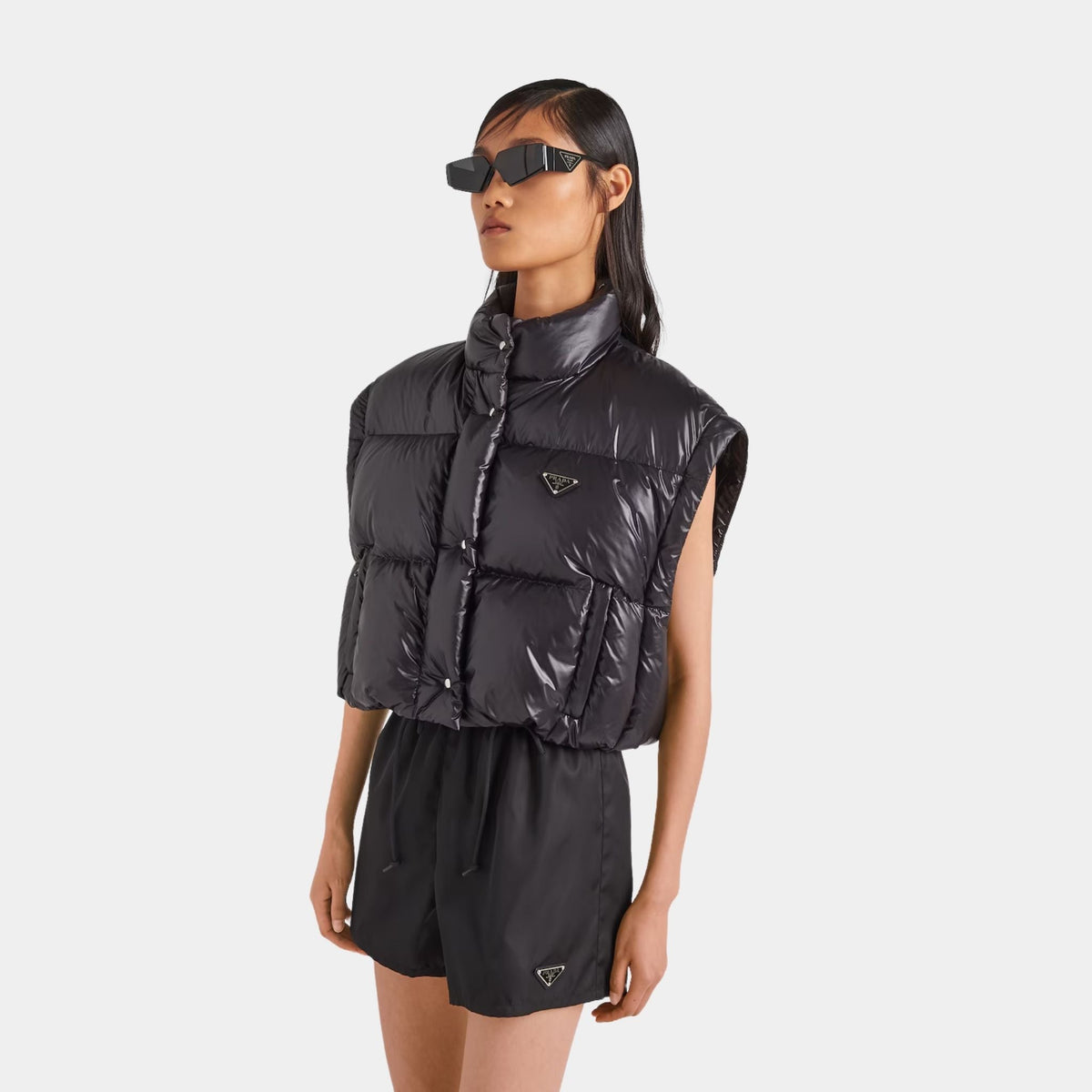 Re-Nylon Cropped Convertible Down Jacket