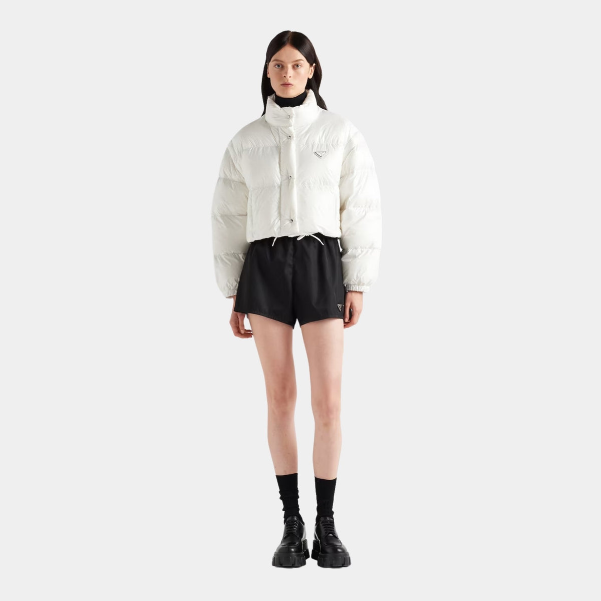 Re-Nylon Cropped Convertible Down Jacket