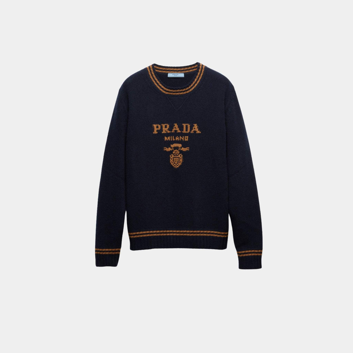 Wool Cashmere Instarsia Knit Crew-neck Sweater